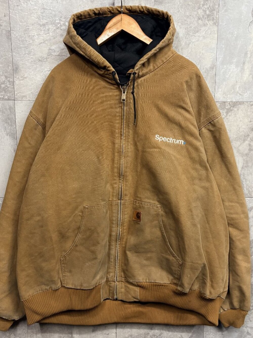 Carhartt Active Jacket Men's 3XL Brown Spectrum Embroidered Quilted Hood